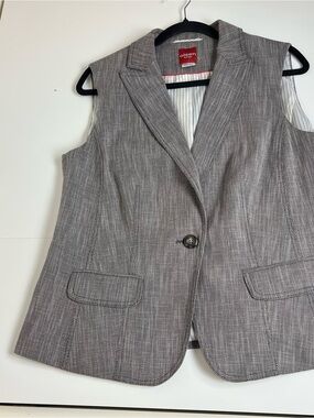 Olsen Europe Tailored Grey Linen-Blend Suiting Vest Waistcoat-Size 10